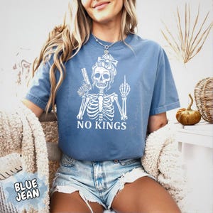 Comfort Colors® No Kings Skeleton T-Shirt, Vintage Graphic Tee, Political Shirt image 6