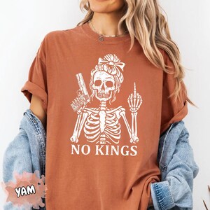 Comfort Colors® No Kings Skeleton T-Shirt, Vintage Graphic Tee, Political Shirt image 7