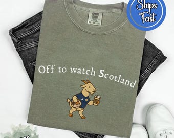 Comfort Colors® Off To Watch Scotland T-shirt, Funny Goat Shirt, World Cup T-shirt