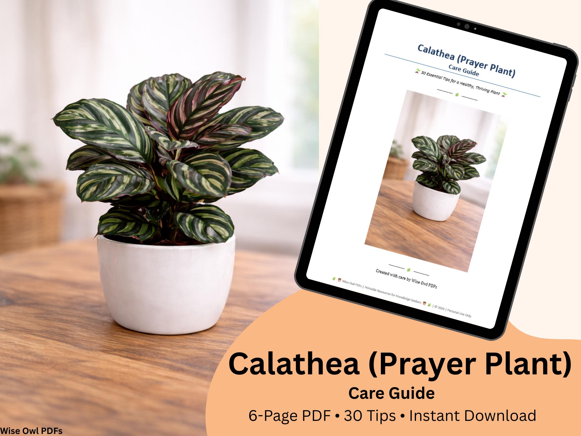 Calathea Care Guide PDF Prayer Plant Printable Indoor Houseplant Tips & Troubleshooting