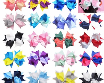 Lazo de pelo grande de grogrén de 5,5 pulgadas para niñas, 2 colores, con pinza de cocodrilo