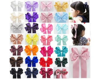 Pinzas para el pelo con lazos, pasadores y gomas para el pelo para niñas, hechas a mano, con cinta de satén y boutique