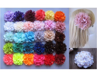 Broche con forma de flor de lunares dorados y gasa para niña y mujer