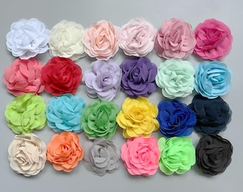 Pinza para el pelo con flor de gasa, broche, ramillete o adorno para bolso (8 cm)