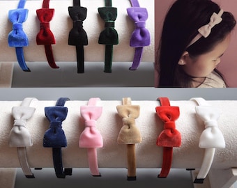 Diadema de terciopelo con lazo para niñas, accesorios para el cabello