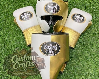 Personalized No Boxing Sparring Set Boxing Gloves, Head & Groin Guard Complete Kit