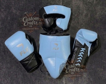 New Custom Made Leather Fly Boxing Set Sparring Kit