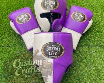 Personalized No Boxing Sparring Set Boxing Gloves, Head & Groin Guard Complete Kit