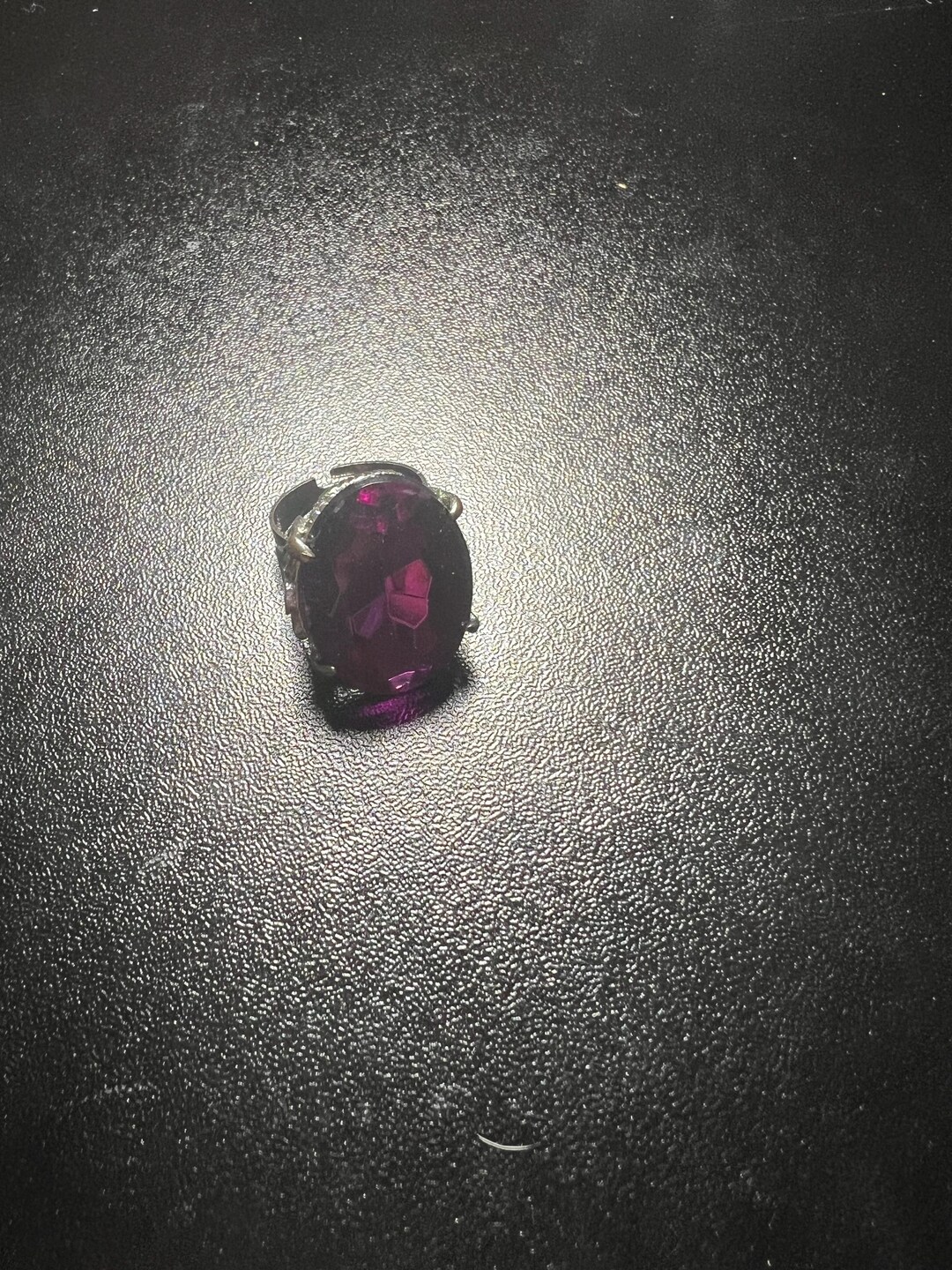 Coloured Solitaire Rings Large Vintage Oval Amethyst Colored Solitaire Ring in a Metal Setting ...