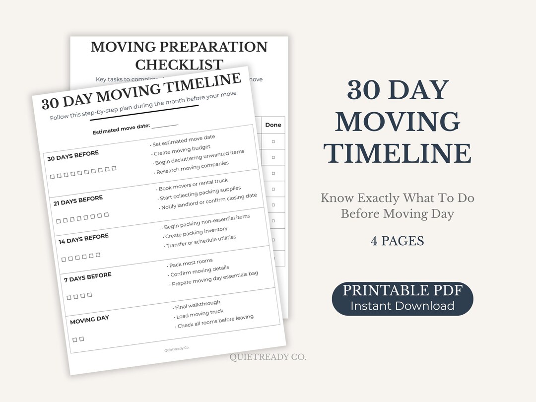 Relocation Guide.pdf 30 Day Moving Timeline Checklist Printable | Moving Planner | Apartment ...