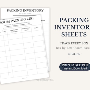 Packing Inventory Sheets | Moving Box Catalog | Room Packing List | Priority Boxes | Printable PDF