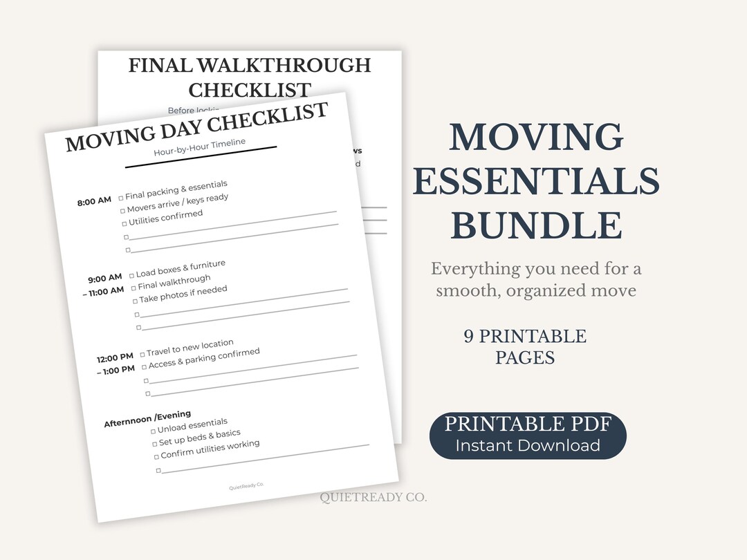 Senior Moving Checklist.pdf Moving Essentials Bundle Printable | Moving Checklists & Trackers ...