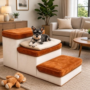 Rampe d'escalier pour chien, marches intérieures en 3 marches, dessous antidérapant, dessus coussin confortable
