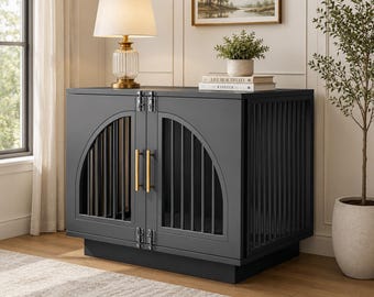 Dog crate furniture, indoor dog house, wooden dog crate, modern dog crate, pet carrier