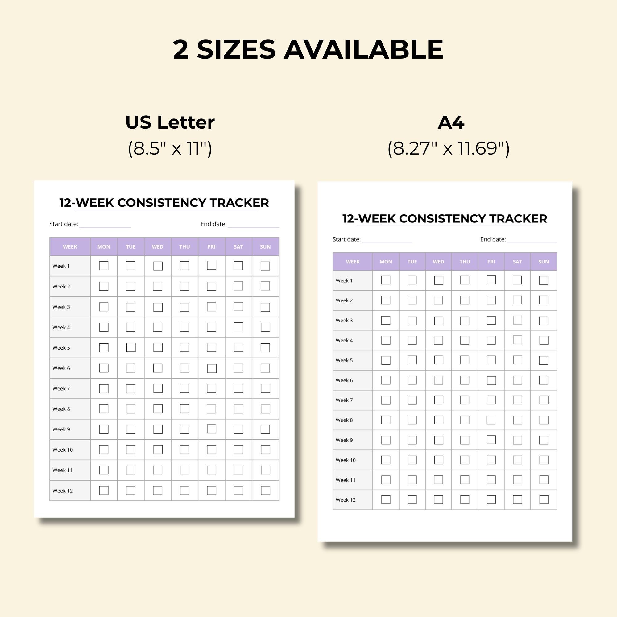 12-week Consistency Tracker Printable (soft Colors) | Habit Tracker ...
