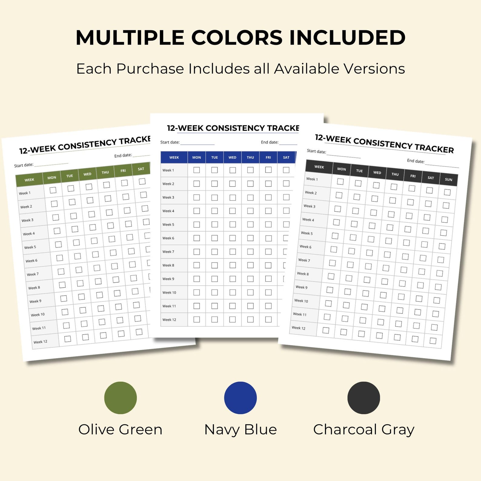 12-week Consistency Tracker Printable | Habit Tracker | Daily Progress ...