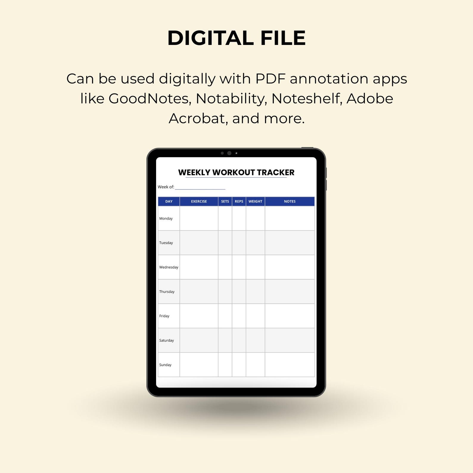 Weekly Workout Tracker Printable | Exercise Log | Fitness Planner | Gym ...