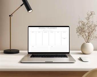 Plantilla de planificador semanal minimalista, editable en Canva, tamaño A4 (patrón PDF)
