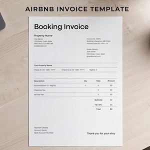 Airbnb Invoice Template Canva, Editable Rental Receipt (Digital Download)