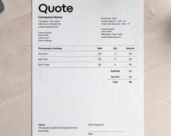 Plantilla de presupuesto para fotógrafo, presupuesto editable, guía de precios (descarga digital)