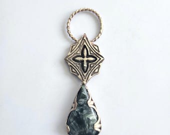 cathedral seraphinite pendant - gothic necklace