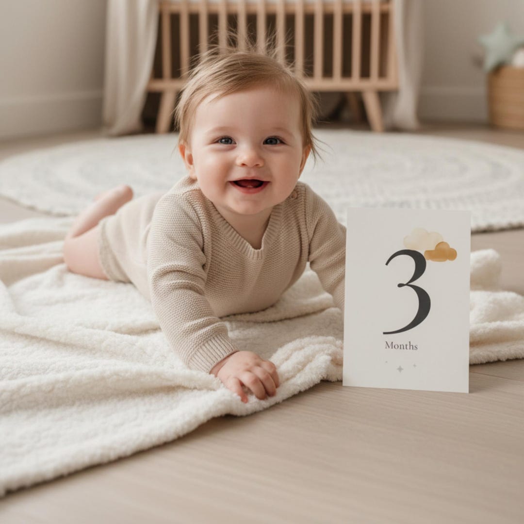 Monthly Baby Milestone Cards Printable | Minimalist Stars and Skies ...