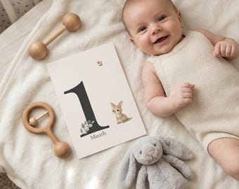 Monthly Baby Milestone Cards Printable | Minimalist Australian Animal | Instant Download | Keepsake or Gift
