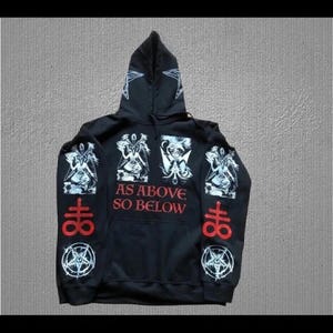 Baphomet Hoodie Small to Extra Large Sizes sigil inverted pentagram Lilith Belial leviathan Lucifer occult inverted cross