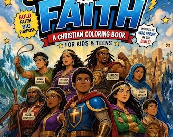 Libro da colorare e di attività sui supereroi della fede per bambini / Libro da colorare cristiano / Attività bibliche per bambini / Quaderno di lavoro per la scuola domenicale