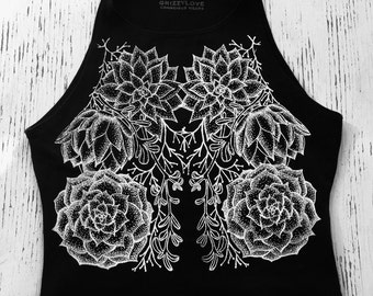 Woodland Succulents Fitted Crop Tank
