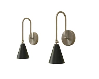 Adjustable Brass Gooseneck Sconce: Mid-Century Modern Wall Lamp Fixture