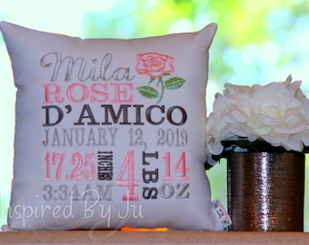Birth Announcement Pillow - FLOWERS