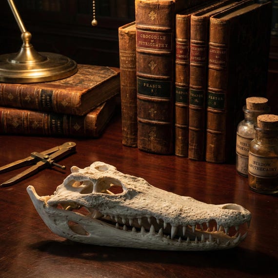 Real Crocodile Skull | Authentic Alligator Head Taxidermy | Dark