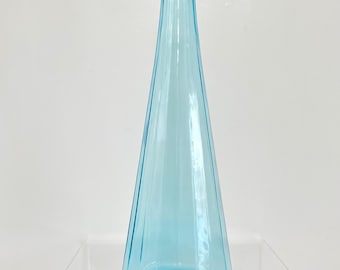 Vintage 1970s MCM Italian Blue Genie Bottle Art Glass Decanter No stopper