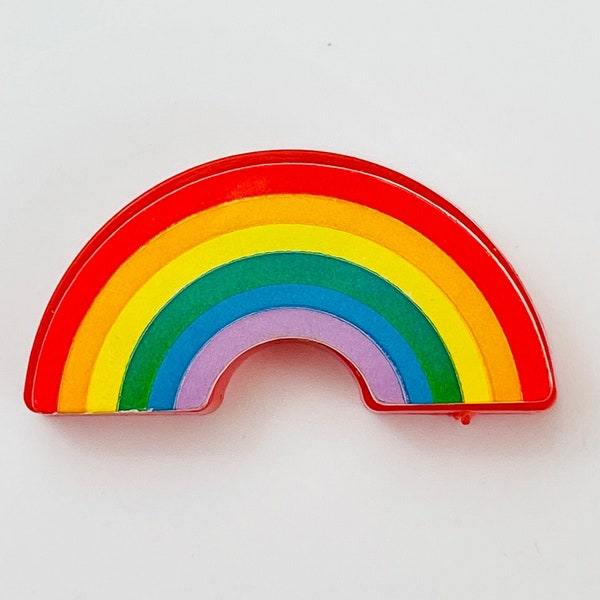 Vintage 1980s Retro Rainbow Arch Plastic Fridge Magnet Memo Holder NOS Nevco Hong Kong