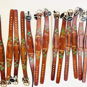 Vintage 1970s Retro Hippie Flower Power NOS Boho Brown Leather Cuff Watchband 168
