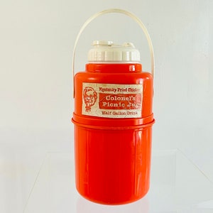Vintage 1970s Retro Orange Plastic KFC Picnic Jug Tea Gallon Kentucky Fried Chicken