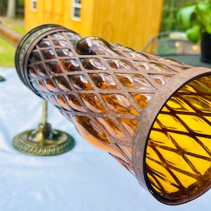 Vintage 1950s Amber Bubble Glass Sconce: Hollywood Regency Torch Lamp