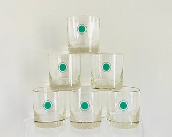 Vintage 1960s MID Century Modern Bullseye Circle Barware Rock Glasses Presidential Set T-1167