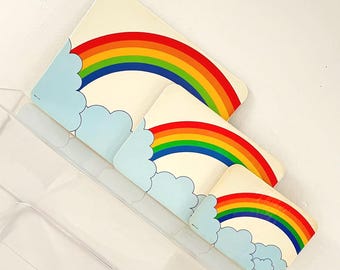 Vintage 1980s Retro Rainbow Desk Mats Kitchen Trivets Decor Pads Cork Back Set Lot