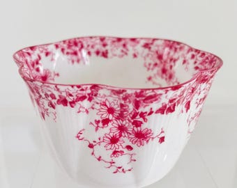 Vintage 1940s Antique Shelley England Fine Bone China Dainty Pink 051/P Mini Open Sugar Bowl