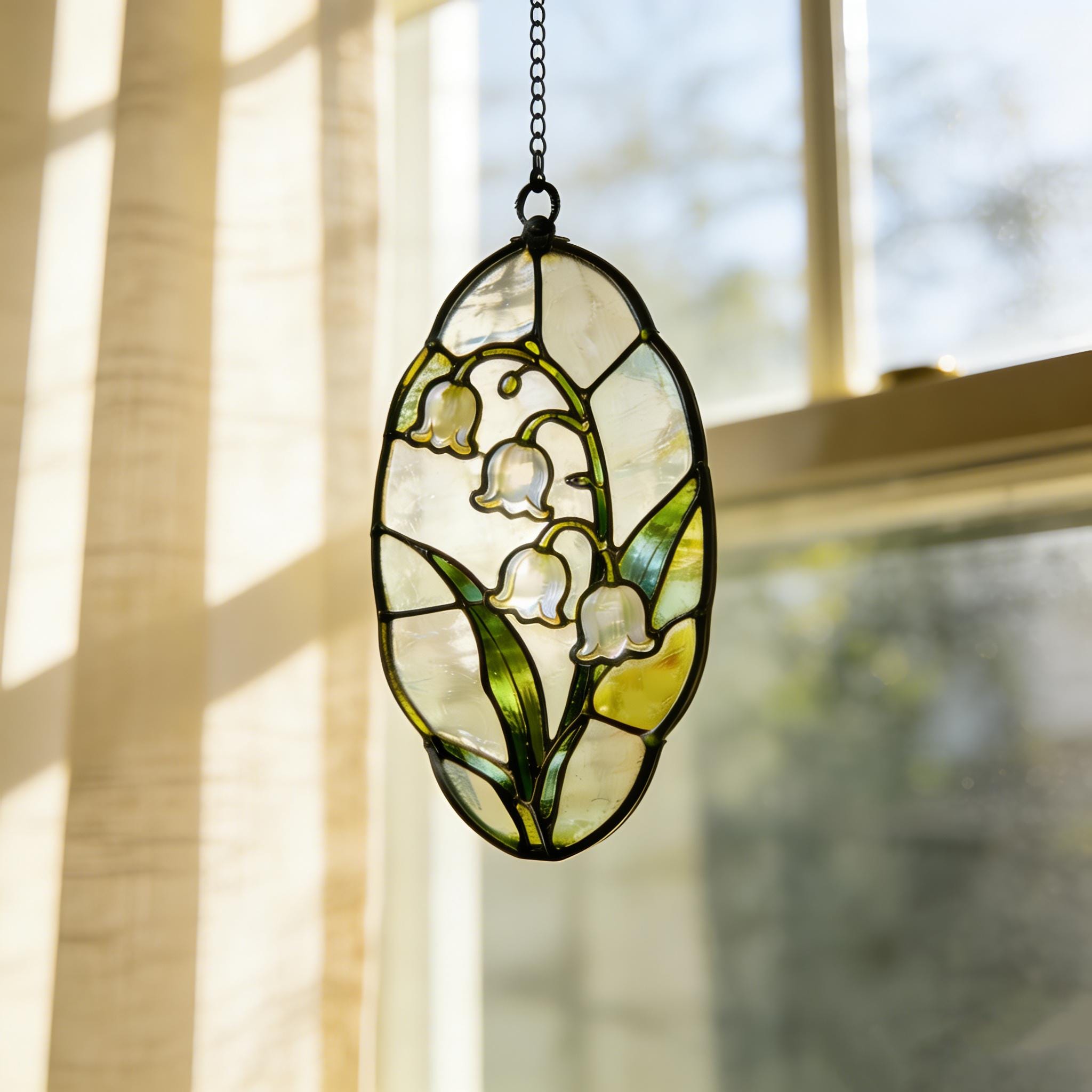 Handmade Lily of the Valley Stained Glass Suncatcher, Vintage Floral ...