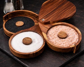 Acacia Wood Margarita Salt Rimmer Set, 3-Tier Cocktail Bar Accessory