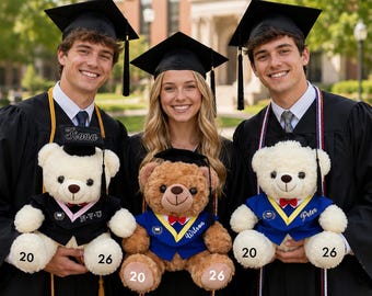 Oso de peluche personalizado para graduación / Oso de graduación personalizado con toga y birrete (Clase de 2026)