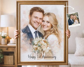 Custom Watercolor Portrait from Photo, Hand Painted Family & Couple Artwork, Elegant Memory Gift