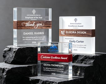 Custom Acrylic Award Plaque, Employee Appreciation Gift, Engraved Office Trophy, Company Award