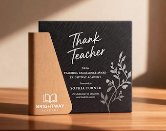 Personalized Crystal Award Plaque – Wooden Base Teacher Recognition Trophy