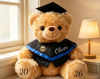 Personalized Graduation Bear | Custom Name Plush Toy with Graduation Cap | Class of 2026 Keepsake for Students & College Grads