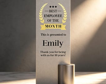 Elegant Recognition Plaque with Steel Base, Custom Name Award for Office Decor