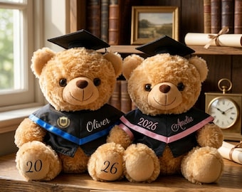 Personalized Graduation Teddy Bear | Custom Grad Bear with Cap & Gown | Class of 2026 Keepsake for Kids